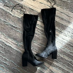KAARI Blue over the knee suede boots 7.5 M Black NWOT